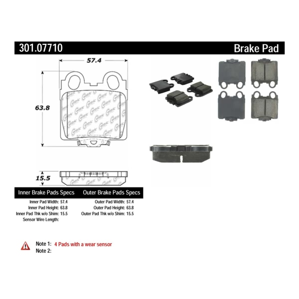 Centric Premium Ceramic Rear Disc Brake Pads 301.07710