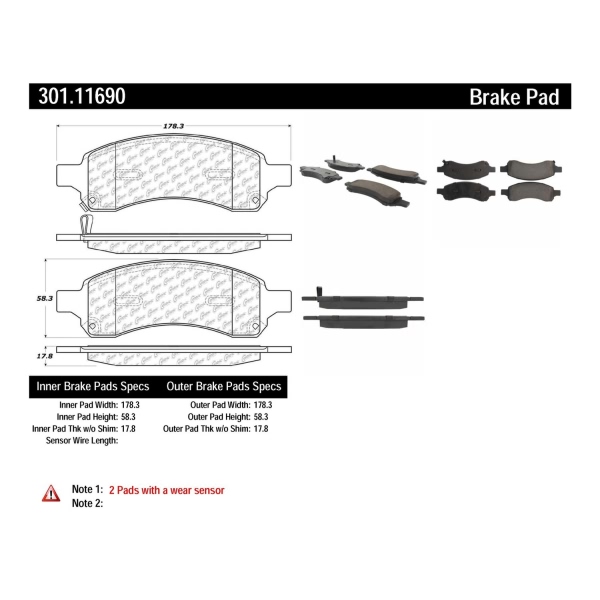 Centric Premium Ceramic Front Disc Brake Pads 301.11690