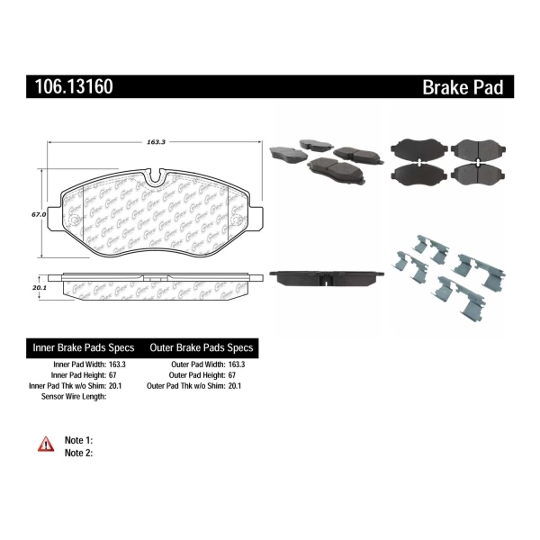 Centric Posi Quiet™ Extended Wear Semi-Metallic Front Disc Brake Pads 106.13160