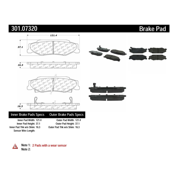 Centric Premium Ceramic Rear Disc Brake Pads 301.07320