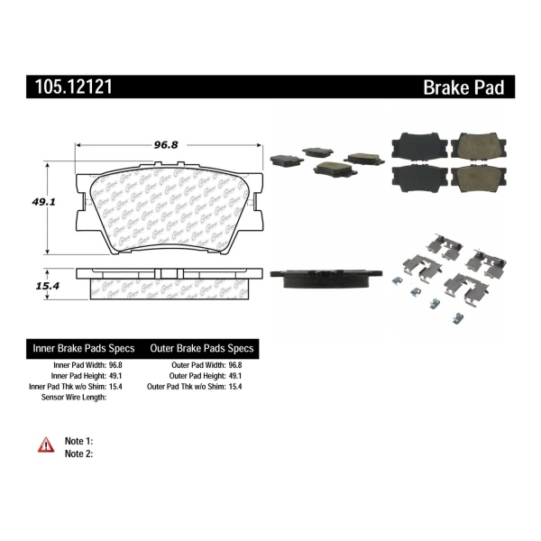 Centric Posi Quiet™ Ceramic Rear Disc Brake Pads 105.12121