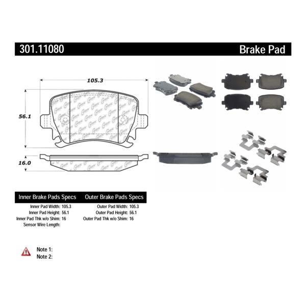 Centric Premium Ceramic Rear Disc Brake Pads 301.11080