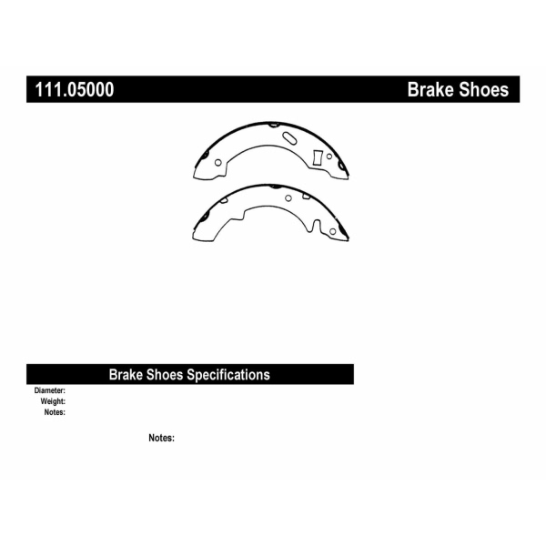 Centric Premium Rear Drum Brake Shoes 111.05000