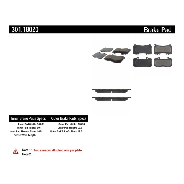 Centric Premium Ceramic Front Disc Brake Pads 301.18020