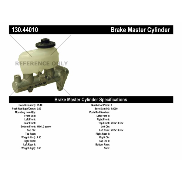 Centric Premium Brake Master Cylinder 130.44010
