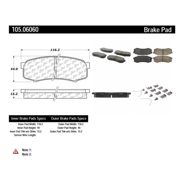Centric Posi Quiet™ Ceramic Rear Disc Brake Pads 105.06060