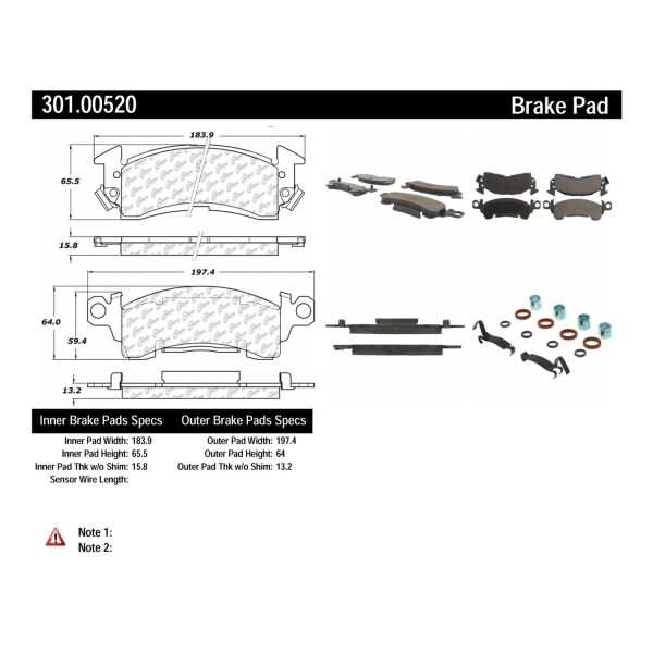 Centric Premium Ceramic Front Disc Brake Pads 301.00520