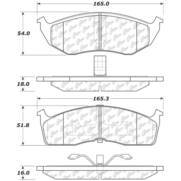 Centric Posi Quiet™ Extended Wear Semi-Metallic Front Disc Brake Pads 106.07300