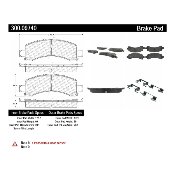 Centric Premium™ Semi-Metallic Brake Pads With Shims And Hardware 300.09740