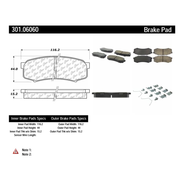 Centric Premium Ceramic Rear Disc Brake Pads 301.06060