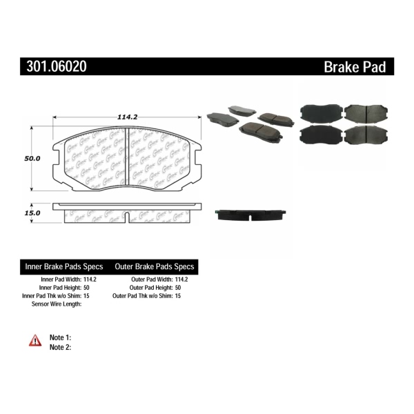 Centric Premium Ceramic Front Disc Brake Pads 301.06020