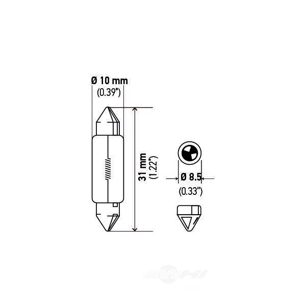 Hella De3425 Standard Series Incandescent Miniature Light Bulb DE3425