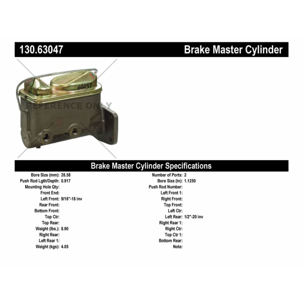 Centric Premium Brake Master Cylinder 130.63047