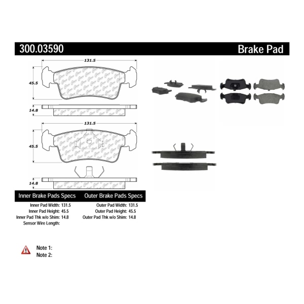 Centric Premium Semi-Metallic Front Disc Brake Pads 300.03590