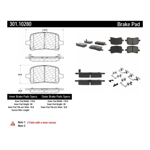 Centric Premium Ceramic Front Disc Brake Pads 301.10280