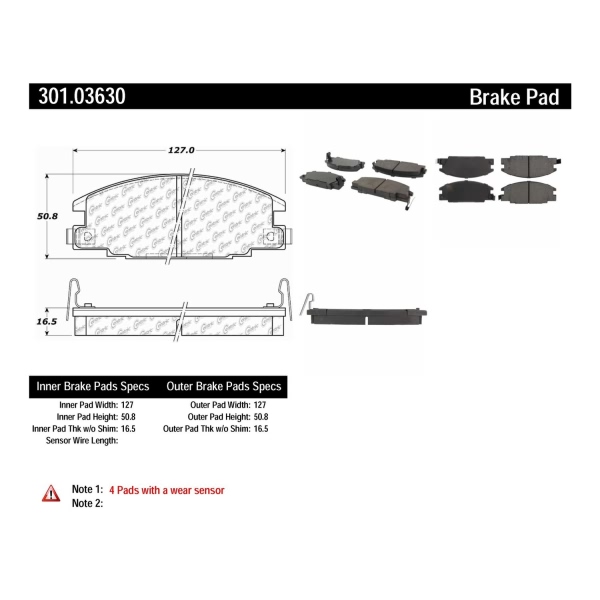 Centric Premium Ceramic Front Disc Brake Pads 301.03630
