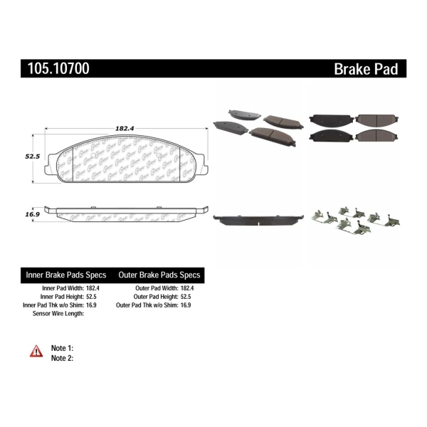 Centric Posi Quiet™ Ceramic Front Disc Brake Pads 105.10700