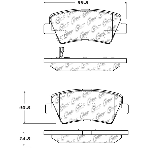 Centric Premium™ Semi-Metallic Brake Pads With Shims And Hardware 300.15440