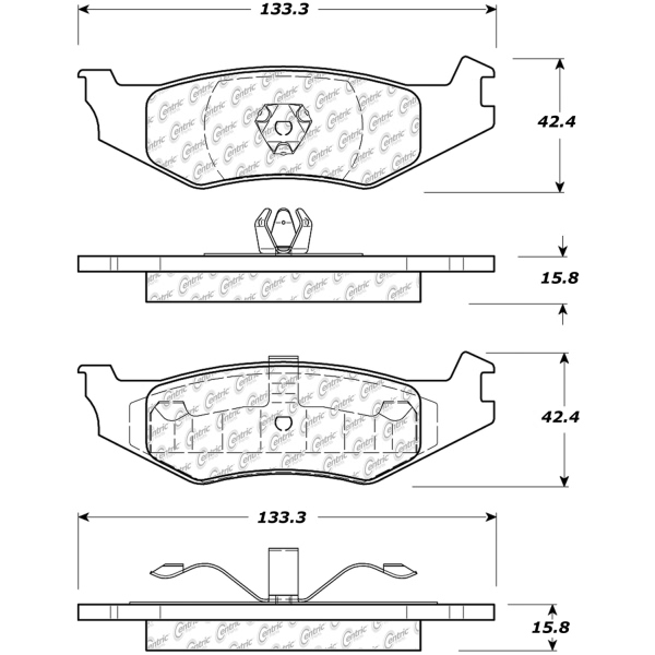 Centric Posi Quiet™ Extended Wear Semi-Metallic Rear Disc Brake Pads 106.05120