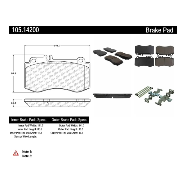 Centric Posi Quiet™ Ceramic Front Disc Brake Pads 105.14200