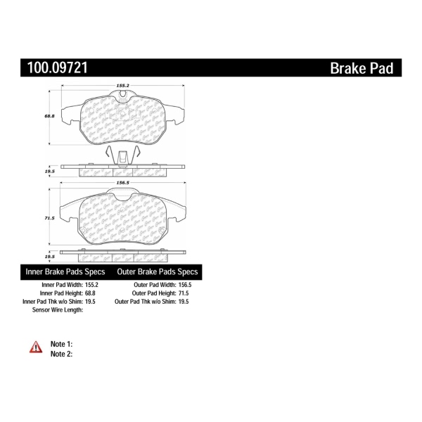 Centric Original Equipment Formula Brake Pads With Hardware 100.09721