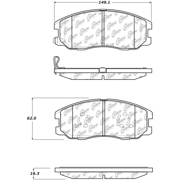 Centric Posi Quiet™ Semi-Metallic Front Disc Brake Pads 104.16780