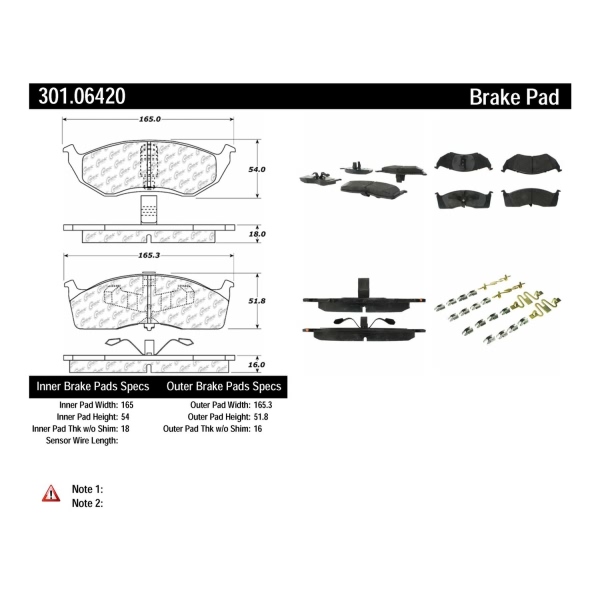 Centric Premium™ Ceramic Brake Pads With Shims And Hardware 301.06420