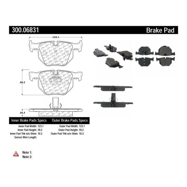 Centric Premium Semi-Metallic Rear Disc Brake Pads 300.06831