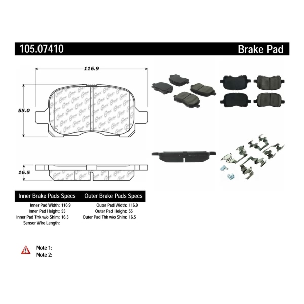 Centric Posi Quiet™ Ceramic Front Disc Brake Pads 105.07410