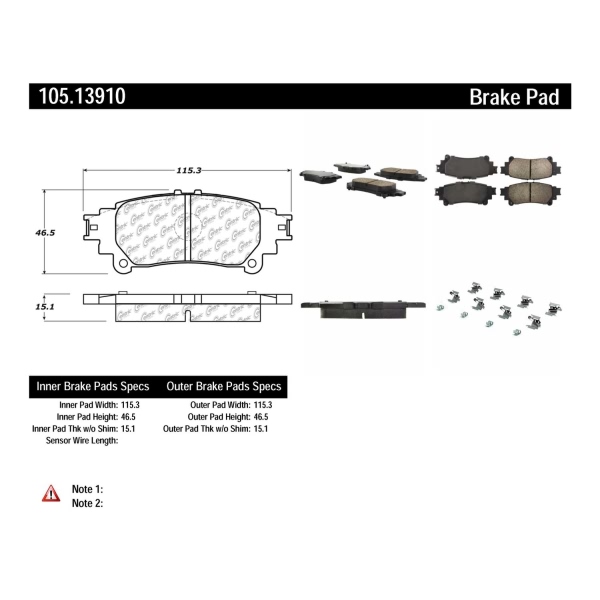 Centric Posi Quiet™ Ceramic Rear Disc Brake Pads 105.13910