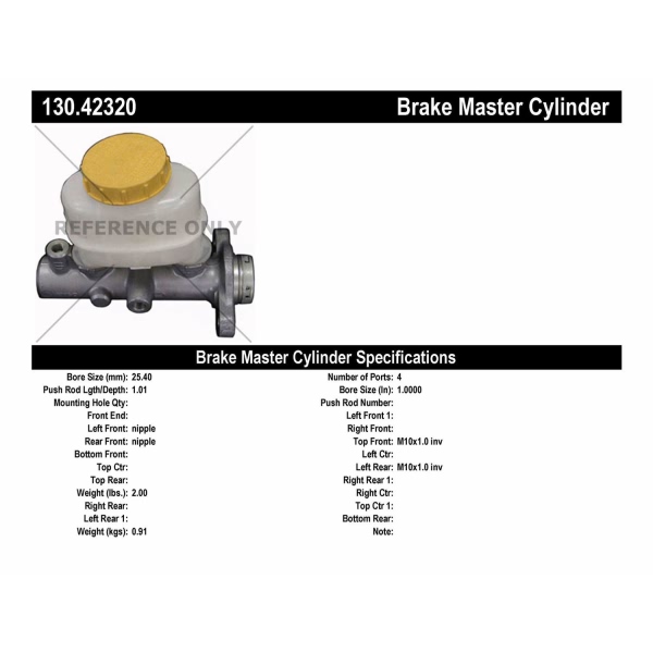Centric Premium Brake Master Cylinder 130.42320