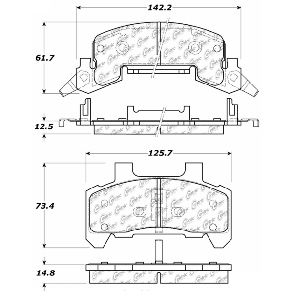 Centric Posi Quiet™ Extended Wear Semi-Metallic Front Disc Brake Pads 106.02890