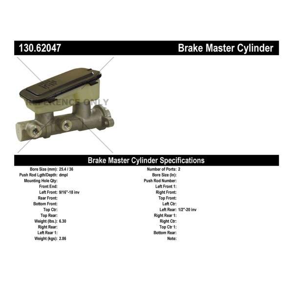 Centric Premium Brake Master Cylinder 130.62047