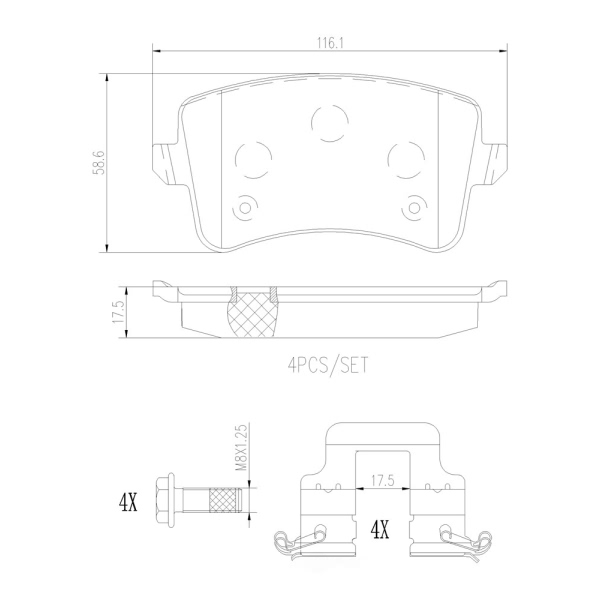 brembo Premium Ceramic Rear Disc Brake Pads P85099N