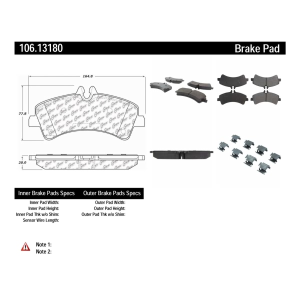 Centric Posi Quiet™ Extended Wear Semi-Metallic Rear Disc Brake Pads 106.13180