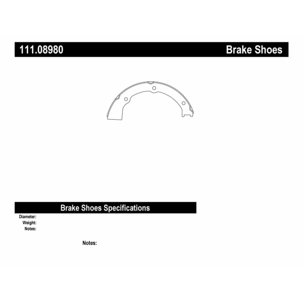 Centric Premium Rear Parking Brake Shoes 111.08980