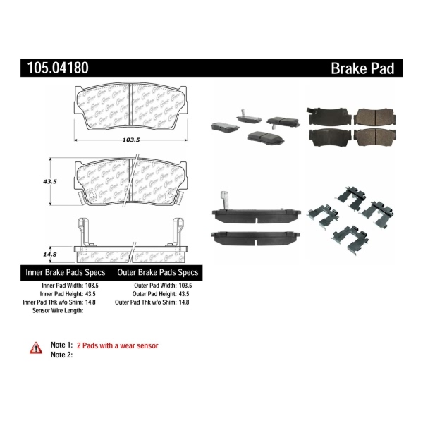 Centric Posi Quiet™ Ceramic Front Disc Brake Pads 105.04180