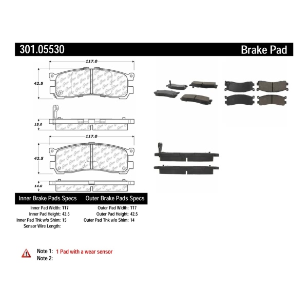 Centric Premium Ceramic Rear Disc Brake Pads 301.05530