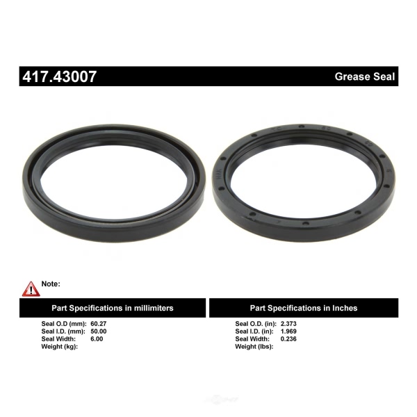 Centric Premium™ Front Outer Wheel Seal 417.43007
