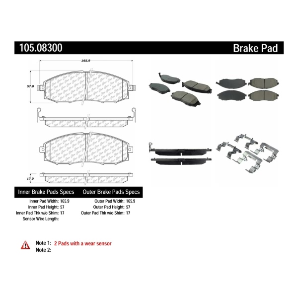 Centric Posi Quiet™ Ceramic Front Disc Brake Pads 105.08300