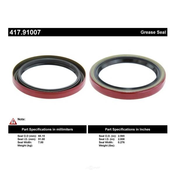 Centric Premium™ Rear Outer Wheel Seal 417.91007