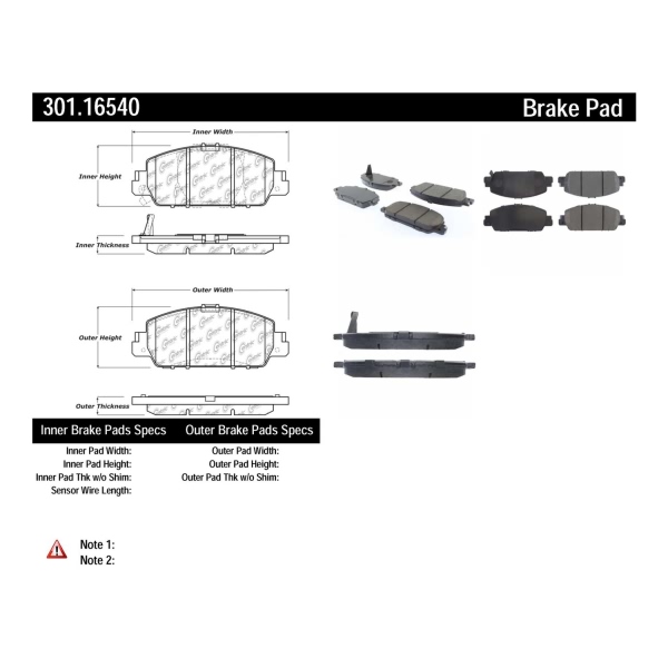 Centric Premium Ceramic Front Disc Brake Pads 301.16540