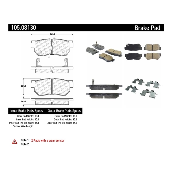 Centric Posi Quiet™ Ceramic Brake Pads With Shims And Hardware 105.08130