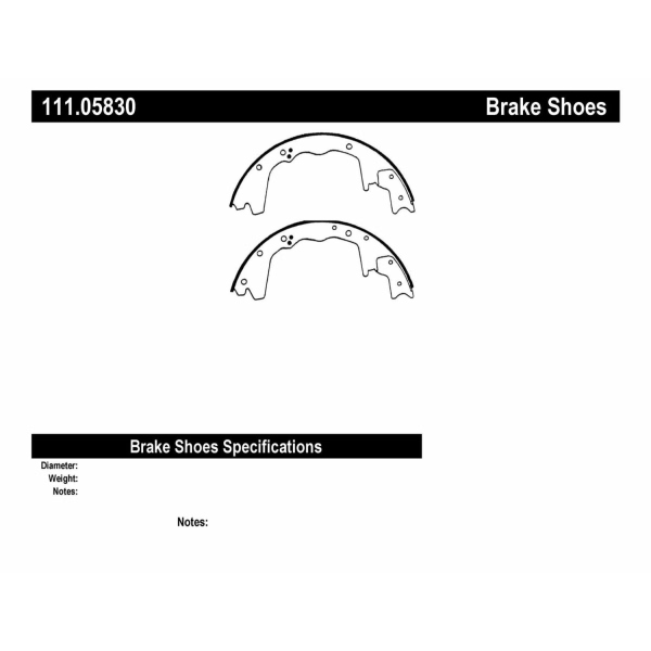 Centric Premium Rear Drum Brake Shoes 111.05830