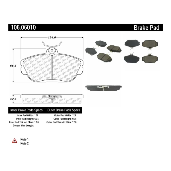 Centric Posi Quiet™ Extended Wear Semi-Metallic Front Disc Brake Pads 106.06010