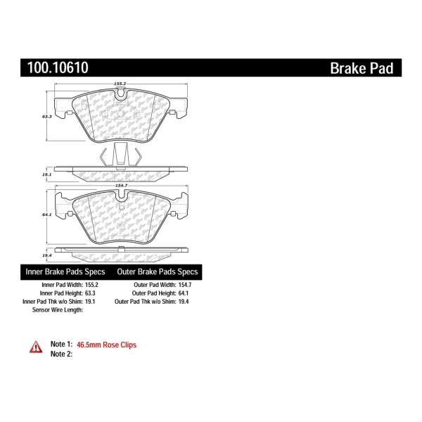 Centric Original Equipment Formula Brake Pads With Hardware 100.10610