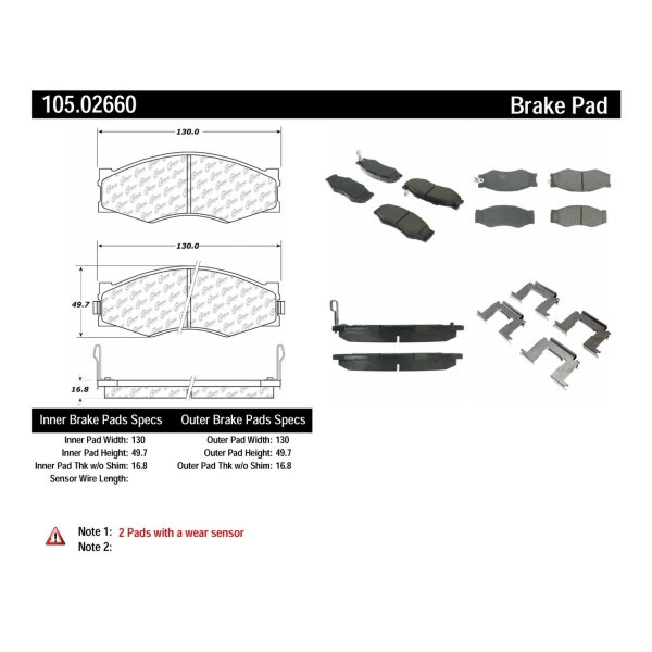 Centric Posi Quiet™ Ceramic Front Disc Brake Pads 105.02660