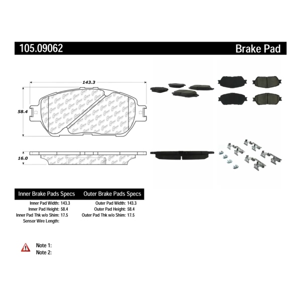 Centric Posi Quiet™ Ceramic Front Disc Brake Pads 105.09062