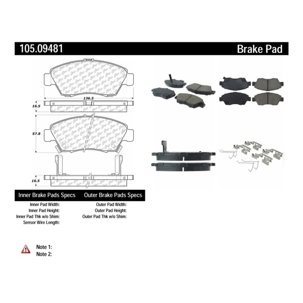 Centric Posi Quiet™ Ceramic Front Disc Brake Pads 105.09481