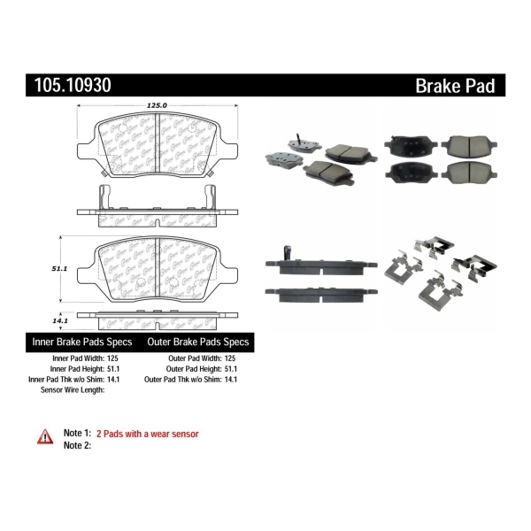 Centric Posi Quiet™ Ceramic Rear Disc Brake Pads 105.10930